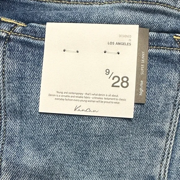 KanCan Dark Blue Distressed Skinny Jeans with Tie Belt - Picture 3 of 8